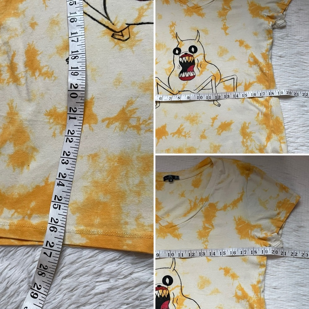 Adventure time scary Jake the Dog hand painted tie dye v neck tee - Picture 15 of 17